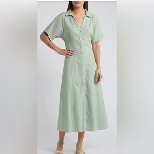 Madewell Mint Green Button-Down Midi Dress